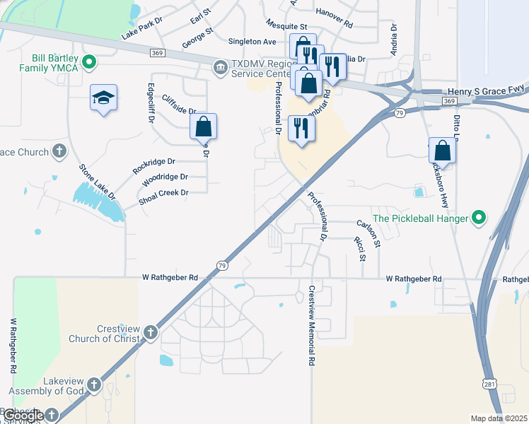 map of restaurants, bars, coffee shops, grocery stores, and more near 5290 Archer City Highway in Wichita Falls