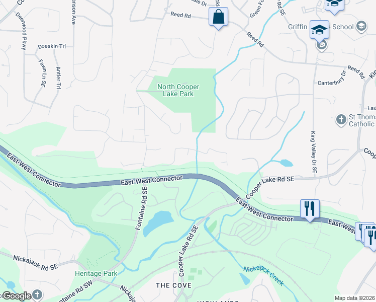 map of restaurants, bars, coffee shops, grocery stores, and more near 4570 Saddle Court in Smyrna