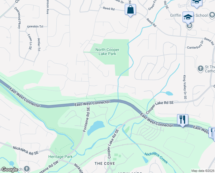 map of restaurants, bars, coffee shops, grocery stores, and more near 4530 Derby Lane in Smyrna