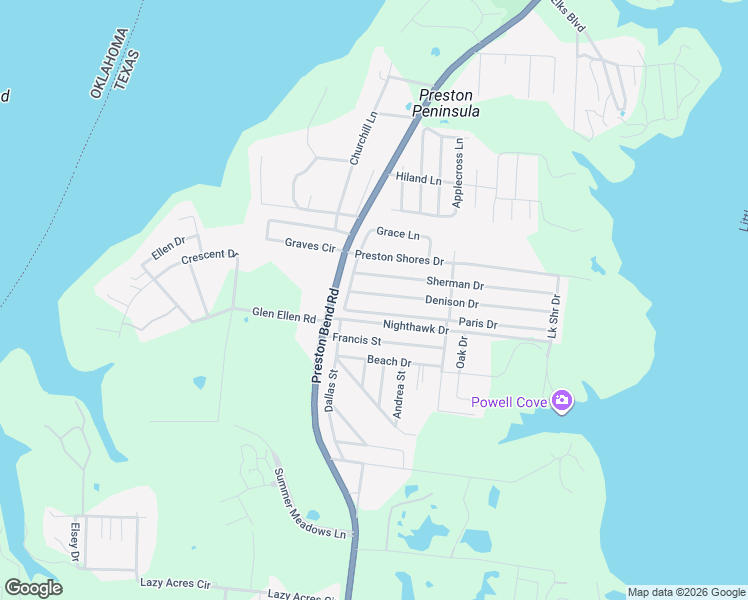 map of restaurants, bars, coffee shops, grocery stores, and more near 88 Denison Dr in Pottsboro