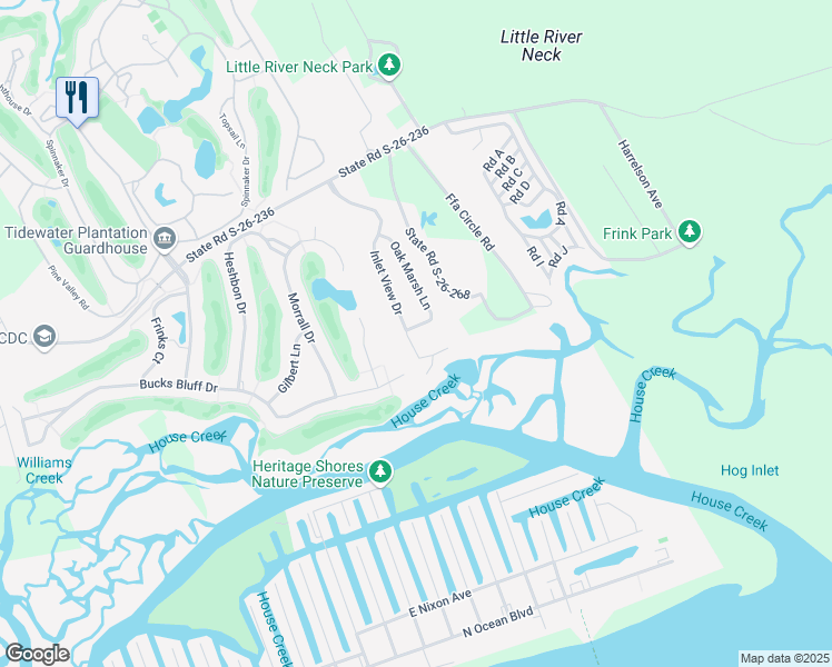 map of restaurants, bars, coffee shops, grocery stores, and more near 913 Inlet View Drive in North Myrtle Beach