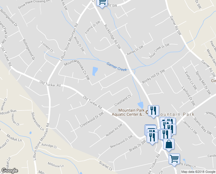 map of restaurants, bars, coffee shops, grocery stores, and more near 5470 Summer Cove Drive in Stone Mountain