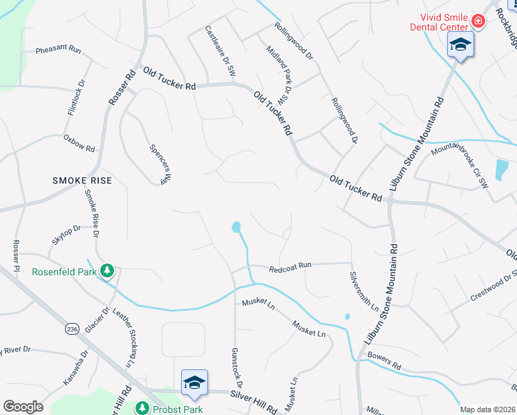 map of restaurants, bars, coffee shops, grocery stores, and more near 5632 Stillwater Court in Stone Mountain