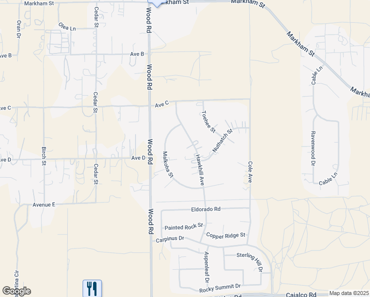 map of restaurants, bars, coffee shops, grocery stores, and more near 18689 Hawkhill Avenue in Perris
