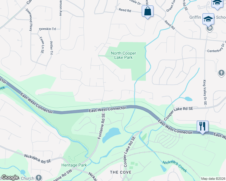 map of restaurants, bars, coffee shops, grocery stores, and more near 2747 Vinings Oaks Court in Smyrna