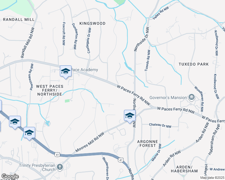 map of restaurants, bars, coffee shops, grocery stores, and more near 700 West Paces Ferry Road Northwest in Atlanta