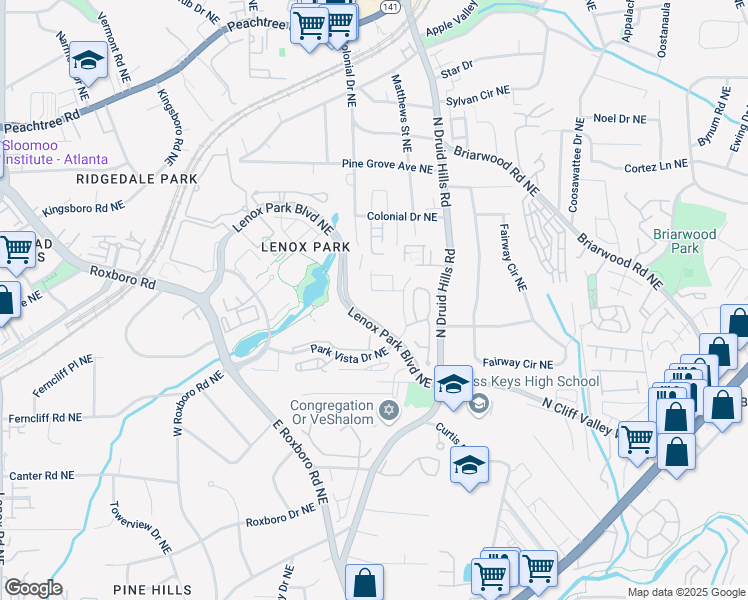 map of restaurants, bars, coffee shops, grocery stores, and more near 3409 Reserve Drive Northeast in Atlanta