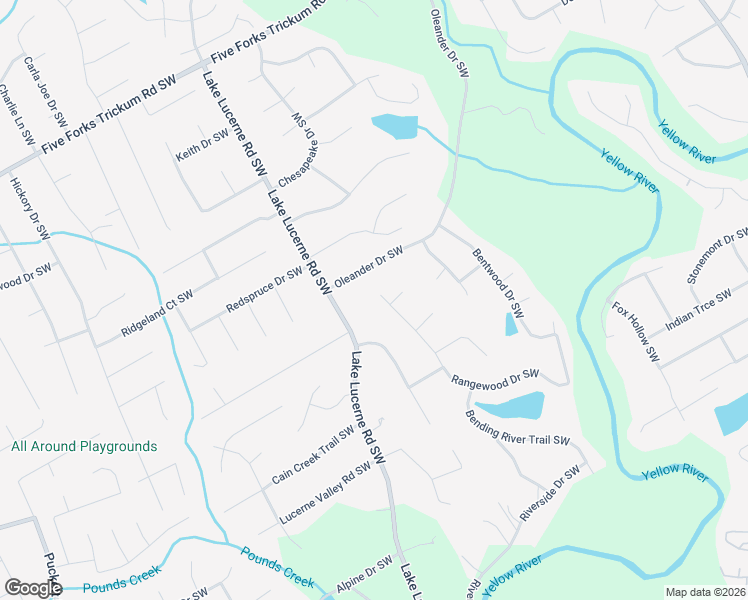 map of restaurants, bars, coffee shops, grocery stores, and more near 1539 Rangewood Drive Southwest in Lilburn