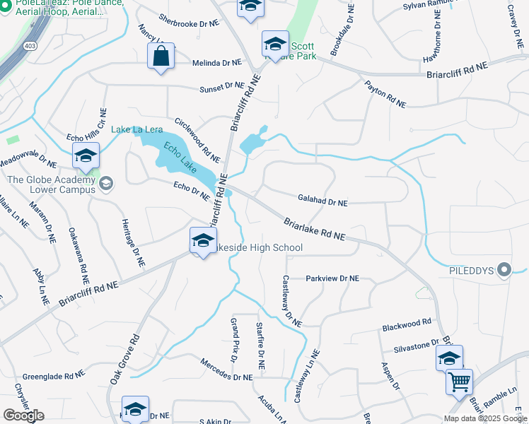 map of restaurants, bars, coffee shops, grocery stores, and more near 2651 Briarlake Road Northeast in Atlanta