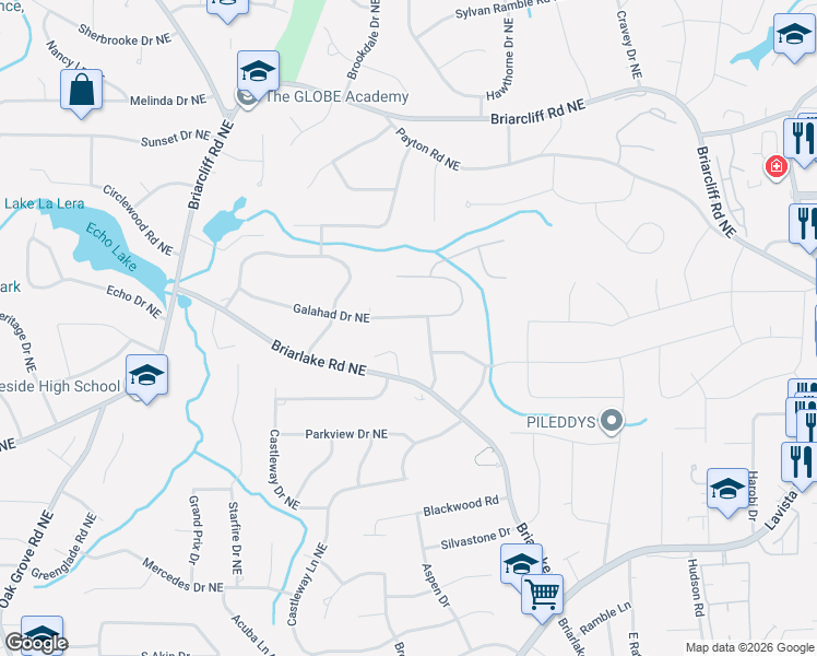 map of restaurants, bars, coffee shops, grocery stores, and more near 2153 Ector Court Northeast in Atlanta