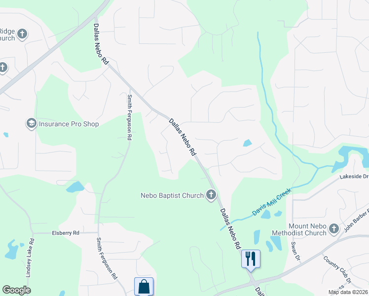 map of restaurants, bars, coffee shops, grocery stores, and more near 255 Charleston Parkway in Dallas