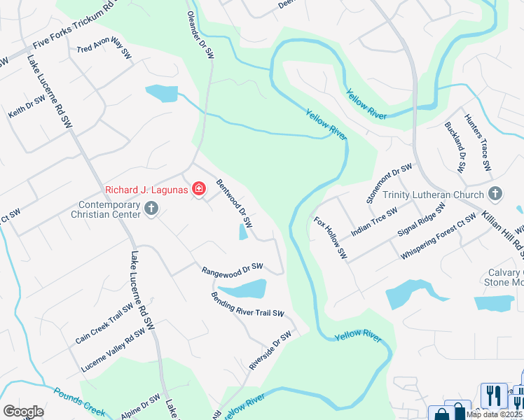 map of restaurants, bars, coffee shops, grocery stores, and more near 4316 Acuba Court in Lilburn