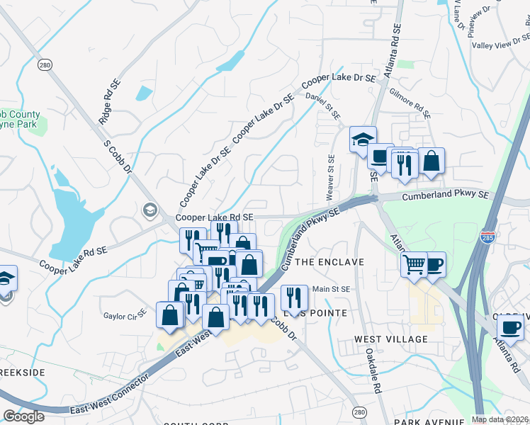 map of restaurants, bars, coffee shops, grocery stores, and more near 1907 Haven Park Circle in Smyrna