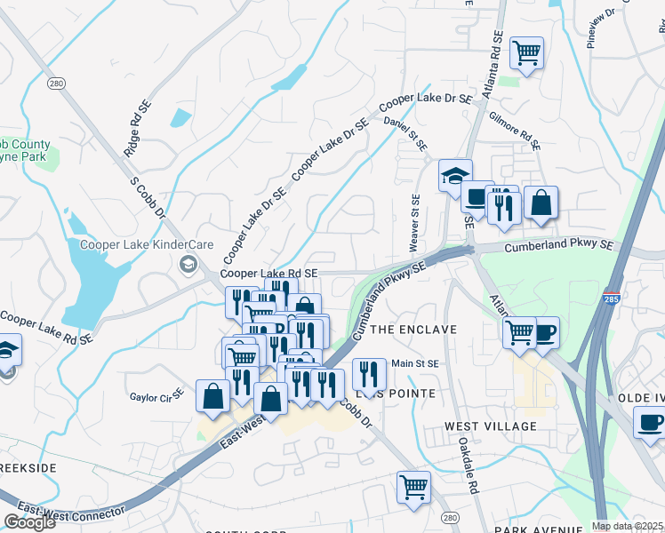 map of restaurants, bars, coffee shops, grocery stores, and more near 1907 Haven Park Circle in Smyrna