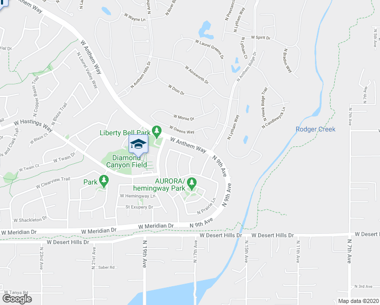map of restaurants, bars, coffee shops, grocery stores, and more near 40114 North Thunder Hills Court in New River