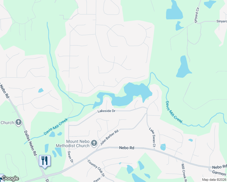 map of restaurants, bars, coffee shops, grocery stores, and more near 401 Lakeview Lane in Hiram