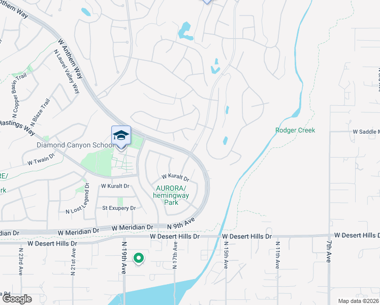 map of restaurants, bars, coffee shops, grocery stores, and more near North 9th Avenue in New River