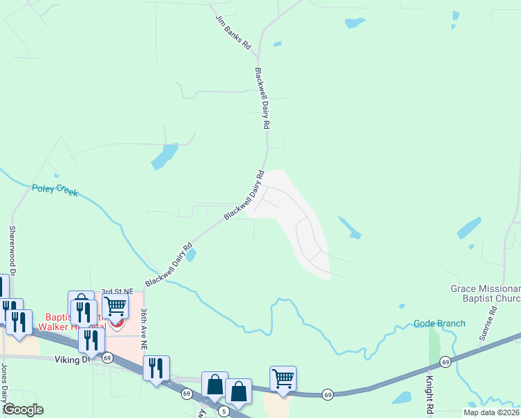 map of restaurants, bars, coffee shops, grocery stores, and more near 27 Kelso Court in Jasper