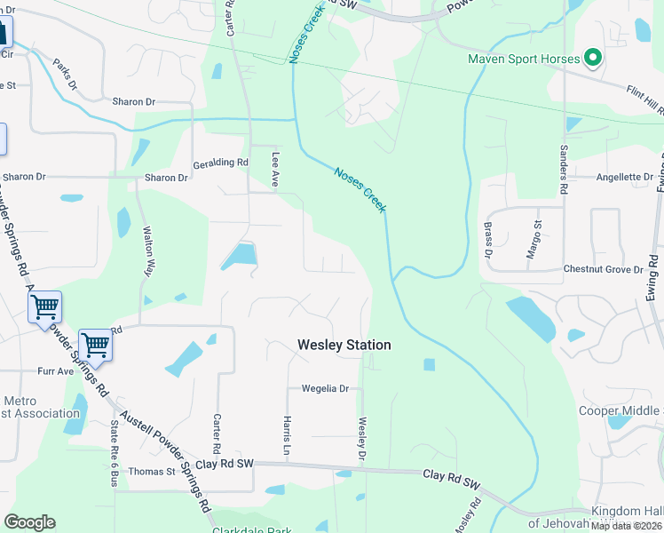 map of restaurants, bars, coffee shops, grocery stores, and more near 4535 Wood Cove Walk in Powder Springs