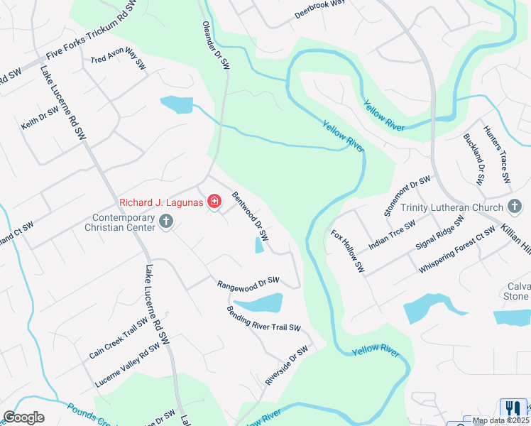 map of restaurants, bars, coffee shops, grocery stores, and more near 4324 Japonica Court Southwest in Lilburn