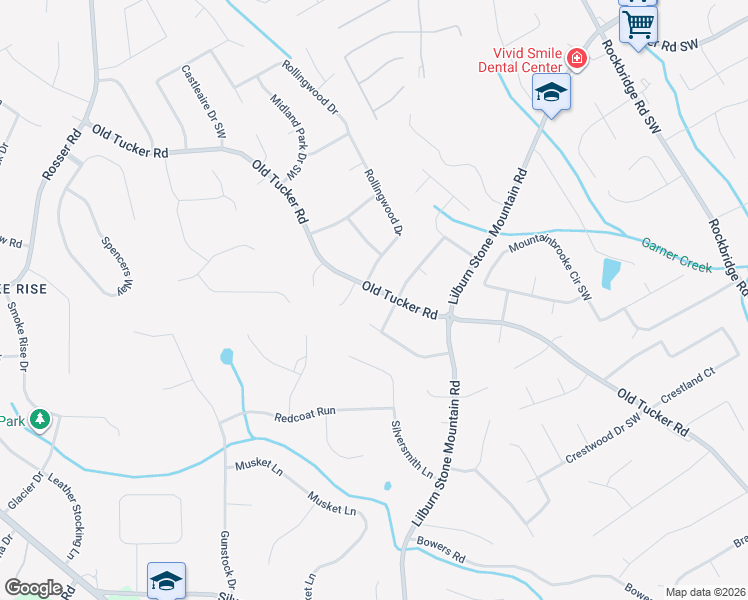 map of restaurants, bars, coffee shops, grocery stores, and more near 765 Old Tucker Road in Stone Mountain