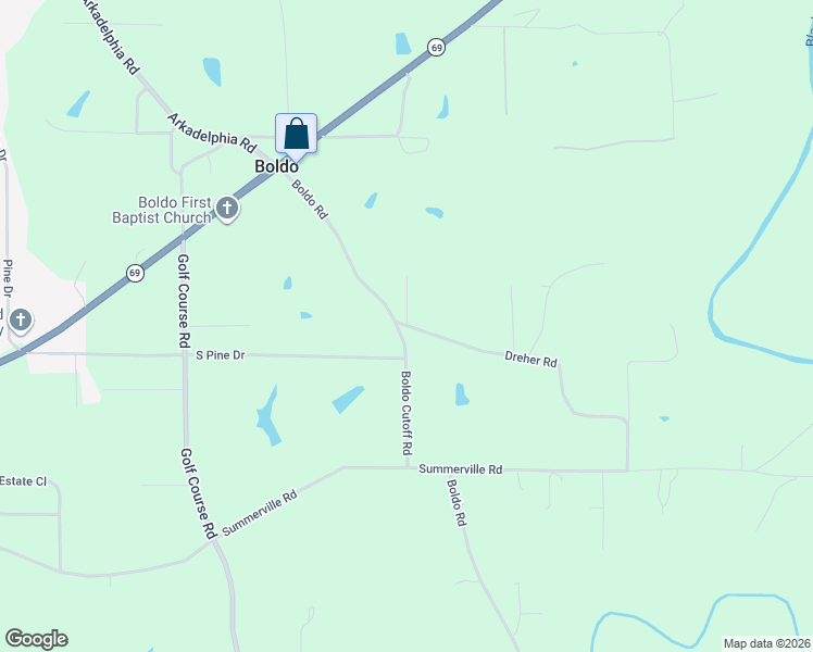 map of restaurants, bars, coffee shops, grocery stores, and more near 2198 Boldo Road in Jasper