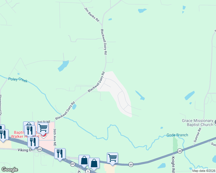 map of restaurants, bars, coffee shops, grocery stores, and more near 27 Kelso Court in Jasper