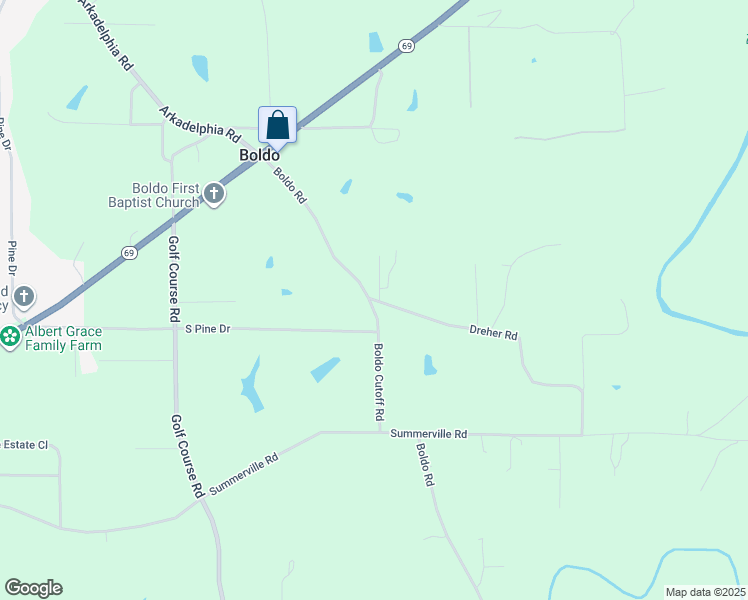 map of restaurants, bars, coffee shops, grocery stores, and more near 2198 Boldo Road in Jasper