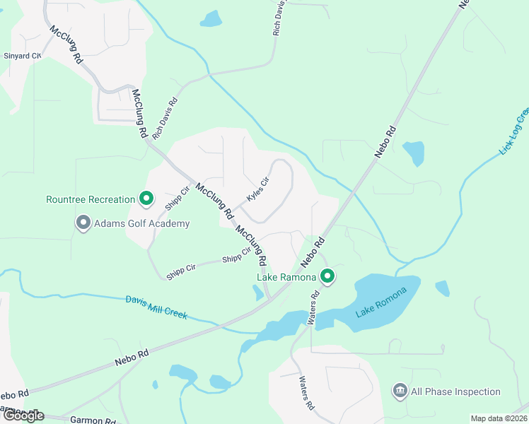 map of restaurants, bars, coffee shops, grocery stores, and more near 520 Kyles Cir in Hiram