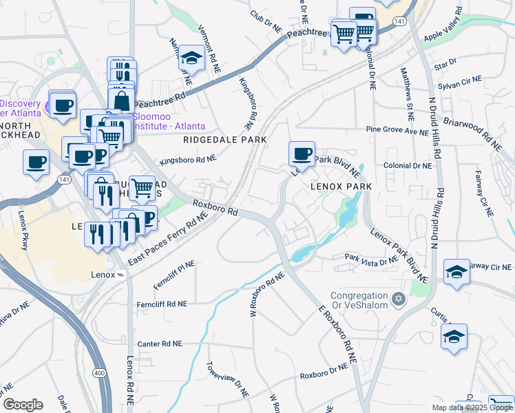map of restaurants, bars, coffee shops, grocery stores, and more near in 