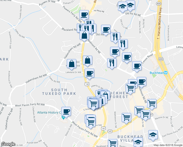map of restaurants, bars, coffee shops, grocery stores, and more near 82 Roswell Court Northeast in Atlanta