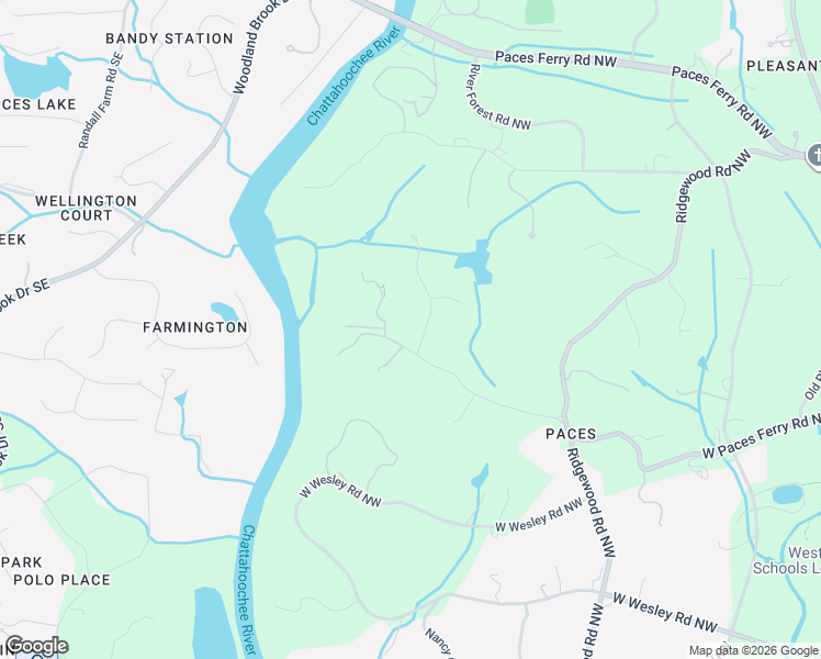 map of restaurants, bars, coffee shops, grocery stores, and more near 1999 West Paces Ferry Road Northwest in Atlanta