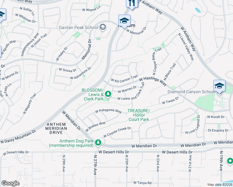 map of restaurants, bars, coffee shops, grocery stores, and more near 2542 West Warren Drive in New River