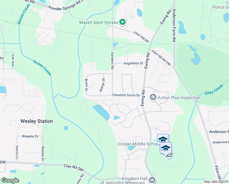 map of restaurants, bars, coffee shops, grocery stores, and more near 2990 Chestnut Grove Drive in Austell