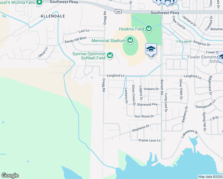 map of restaurants, bars, coffee shops, grocery stores, and more near 5693 Blackstone Drive in Wichita Falls