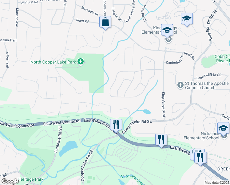map of restaurants, bars, coffee shops, grocery stores, and more near 4228 Cheltingham Lane Southeast in Smyrna