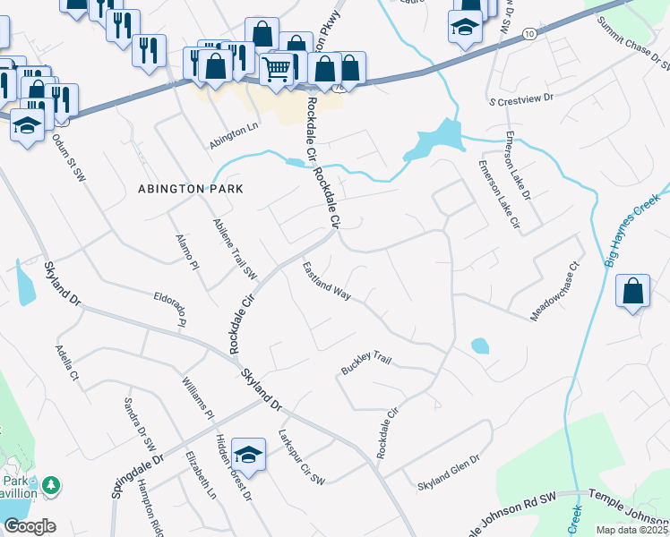 map of restaurants, bars, coffee shops, grocery stores, and more near 2030 Jayson Way in Snellville