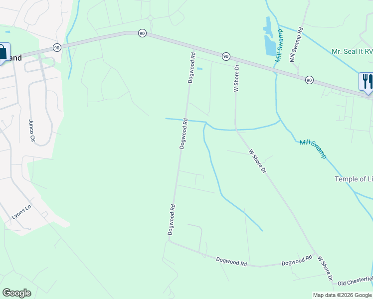 map of restaurants, bars, coffee shops, grocery stores, and more near 2559 Dogwood Road in Longs