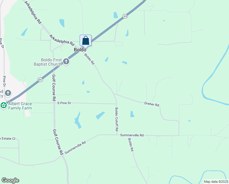 map of restaurants, bars, coffee shops, grocery stores, and more near 2198 Boldo Road in Jasper