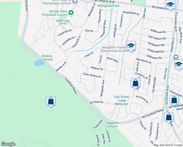 map of restaurants, bars, coffee shops, grocery stores, and more near 1455 Deer Hollow Drive in Corona