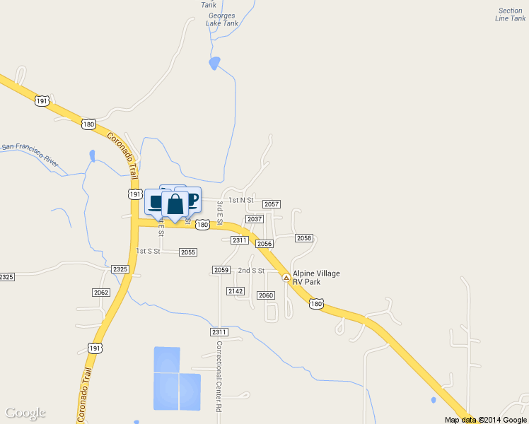 map of restaurants, bars, coffee shops, grocery stores, and more near 19 County Road 2056 in Alpine