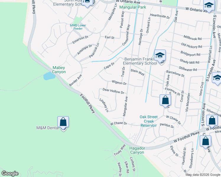 map of restaurants, bars, coffee shops, grocery stores, and more near 1461 Deer Hollow Drive in Corona