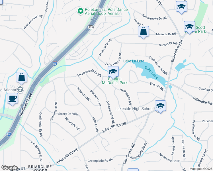 map of restaurants, bars, coffee shops, grocery stores, and more near 2262 Heritage Drive Northeast in Atlanta