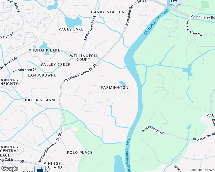 map of restaurants, bars, coffee shops, grocery stores, and more near 3099 Farmington Drive Southeast in Atlanta