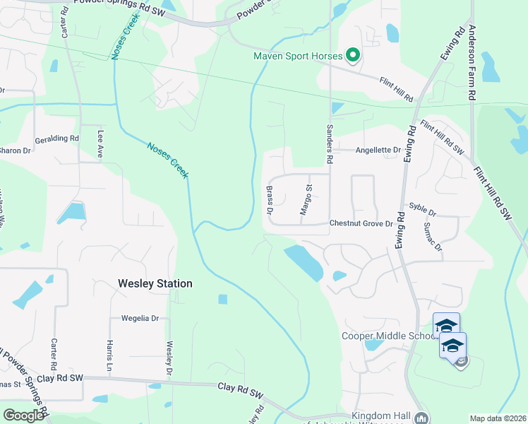 map of restaurants, bars, coffee shops, grocery stores, and more near 3031 Brass Drive in Austell