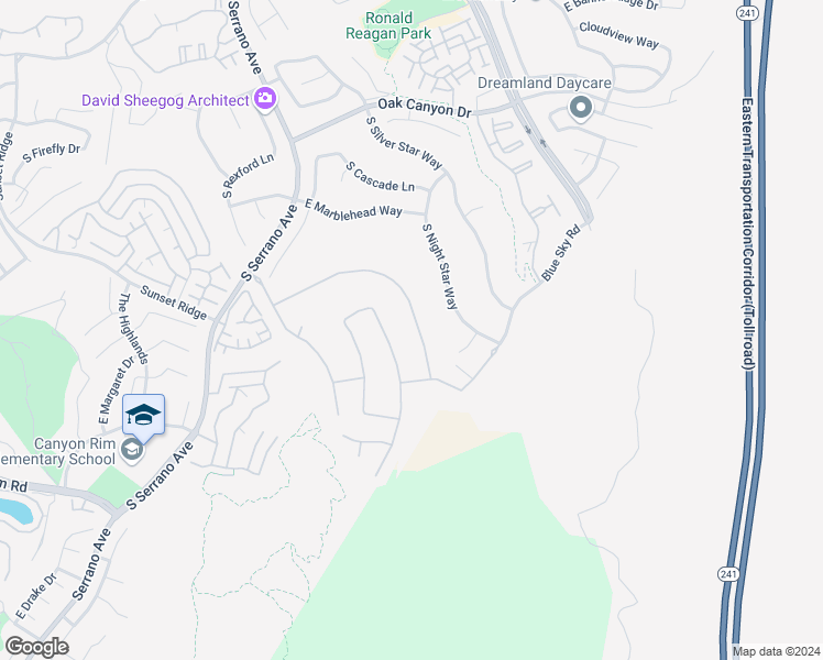 map of restaurants, bars, coffee shops, grocery stores, and more near 8200 East Bailey Way in Anaheim