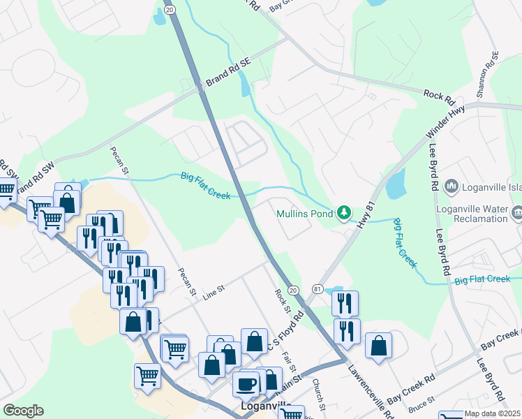 map of restaurants, bars, coffee shops, grocery stores, and more near 904 Yancey Court in Loganville