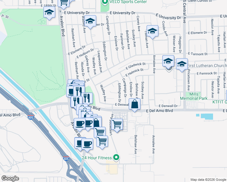map of restaurants, bars, coffee shops, grocery stores, and more near 929 East Diamondale Drive in Carson