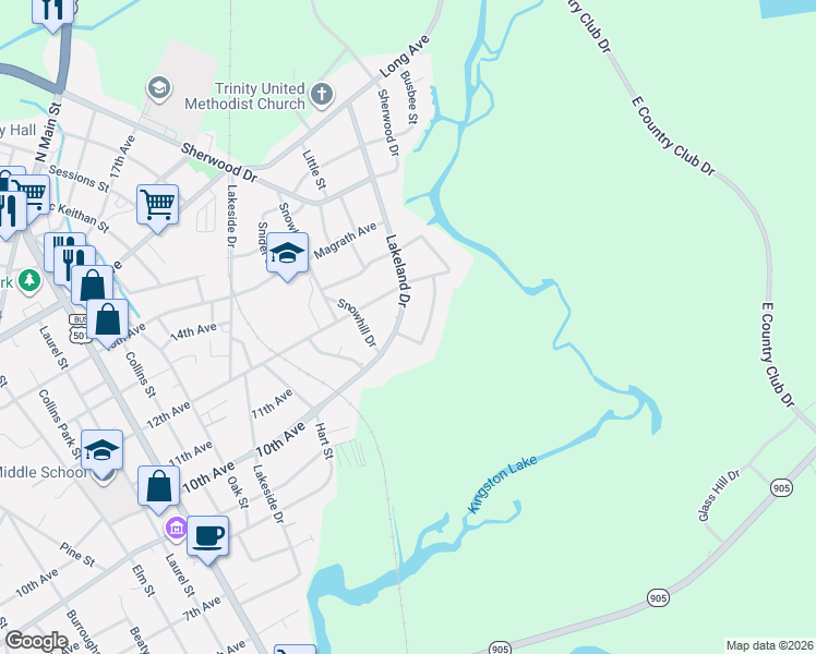 map of restaurants, bars, coffee shops, grocery stores, and more near 209 Lakeland Drive in Conway