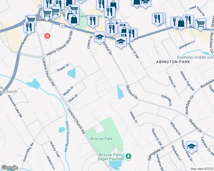 map of restaurants, bars, coffee shops, grocery stores, and more near 2413 Folsom Street in Snellville